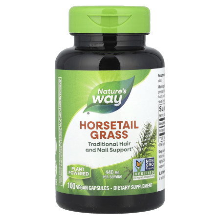 Хвощ, Horsetail Grass, Nature's Way, 440 мг, 100 веганских капсул