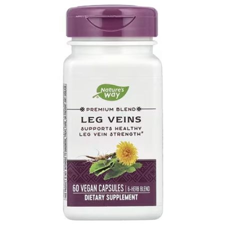 Підтримка здорової сили вен ніг, Leg Veins, Nature's Way, преміум-суміш, 60 вегетаріанських капсул