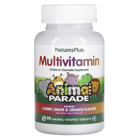 Мультивітаміни та мінерали для дітей, Multi-Vitamin & Mineral Supplement, Natures Plus, з різними смаками, 90 таблеток у формі тварин