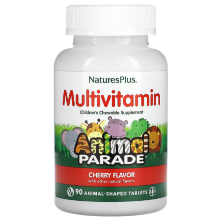Мультивитамины и минералы для детей, Multi-Vitamin & Mineral, Natures Plus, Source of Life, вишня, 90 таблеток в форме животных