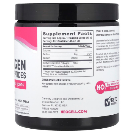 Пептиды коллагена из травяного откорма, Collagen Peptides, Neocell, без вкуса, 200 г