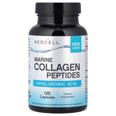 Морські колагенові пептиди + гіалуронова кислота, Marine Collagen Peptides + Hyaluronic Acid, Neocell, 120 капсул