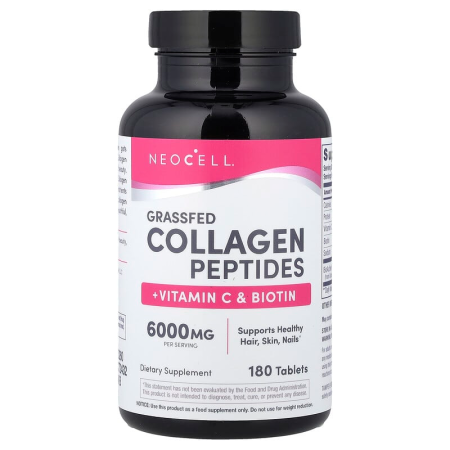 Пептиди колагену з трав'яної відгодівлі + вітамін С та біотин, Collagen + Vitamin C&Biotin, NeoCell, 180 таблеток