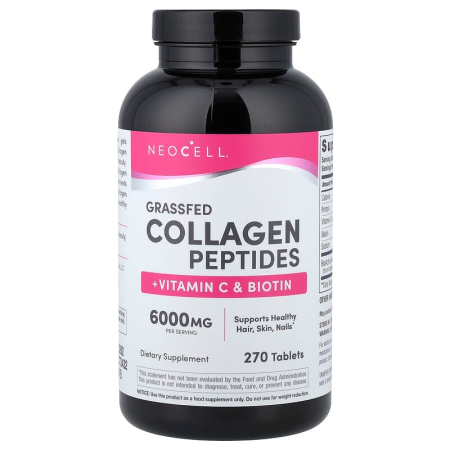 Пептиди колагену з трав'яної відгодівлі + вітамін С та біотин, Collagen + Vitamin C&Biotin, NeoCell, 270 таблеток