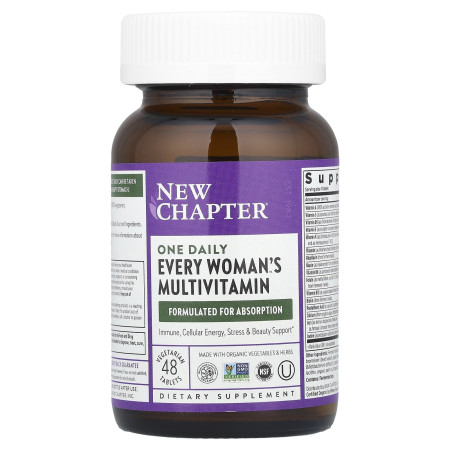 Мультивітаміни для жінок, One Daily Every Woman's Multivitamin, New Chapter, 48 вегетаріанських таблеток
