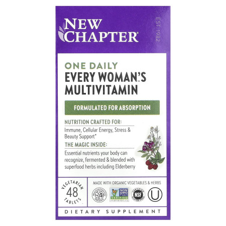 Мультивітаміни для жінок, One Daily Every Woman's Multivitamin, New Chapter, 48 вегетаріанських таблеток