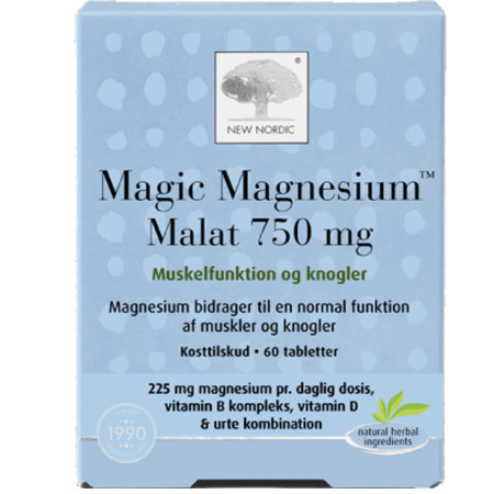 Магний малат, Magic Magnesium Malat, New Nordic, 750 мг, 60 веганских таблеток