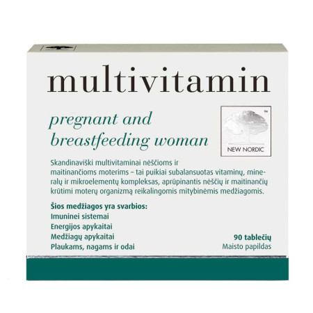Мультивитамины для беременных и кормящих женщин, Multivitamin Pregnant and Breastfeeding Woman, New Nordic, 90 таблеток