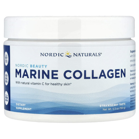 Морской коллаген с витамином С, Marine Collagen, Nordic Naturals, вкус клубники, 150 г