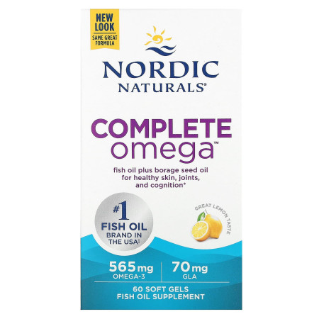 Омега 3-6-9, Complete Omega, Nordic Naturals, смак лимона, 60 гелевих капсул