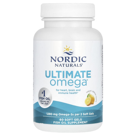 Омега-3, Ultimate Omega, Nordic Naturals, с лимонным вкусом, 60 гелевых капсул (640 мг в капсуле)