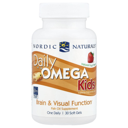 Омега-3 для дітей, Daily Omega Kids, Nordic Naturals, 340 мг, зі смаком полуниці, 30 гелевих капсул