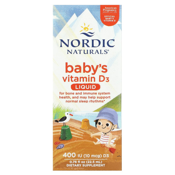Витамин D3 для детей, Baby's Vitamin D3, Nordic Naturals, жидкий, 10 мкг (400 МЕ), 22,5 мл