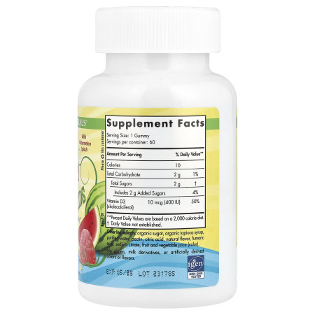 Вітамін D3 для дітей, Vitamin D3, Nordic Naturals, кавун, 400 МО, 60 жувальних цукерок