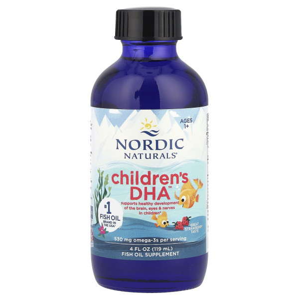 Жидкий рыбий жир для детей от 1 года, Children's DHA, Nordic Naturals, клубника, 530 мг, 119 мл