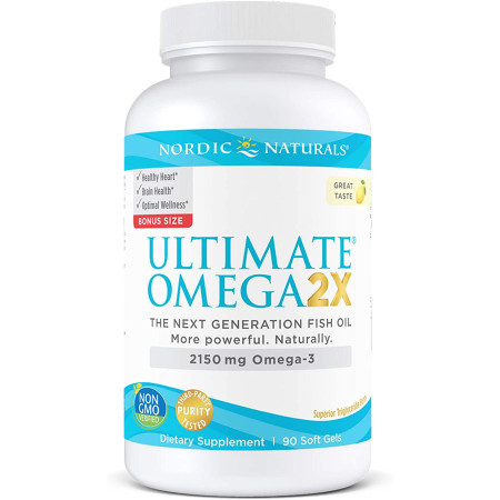 Омега 2X, Ultimate Omega 2X, Nordic Naturals, лимон, 2150 мг, 90 гелевых капсул