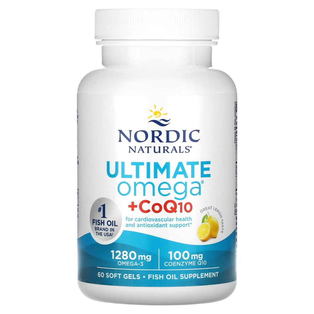 Омега-3 з коензимом Q10, Omega + CoQ10, Nordic Naturals, 640 мг, лимон, 60 гелевих капсул