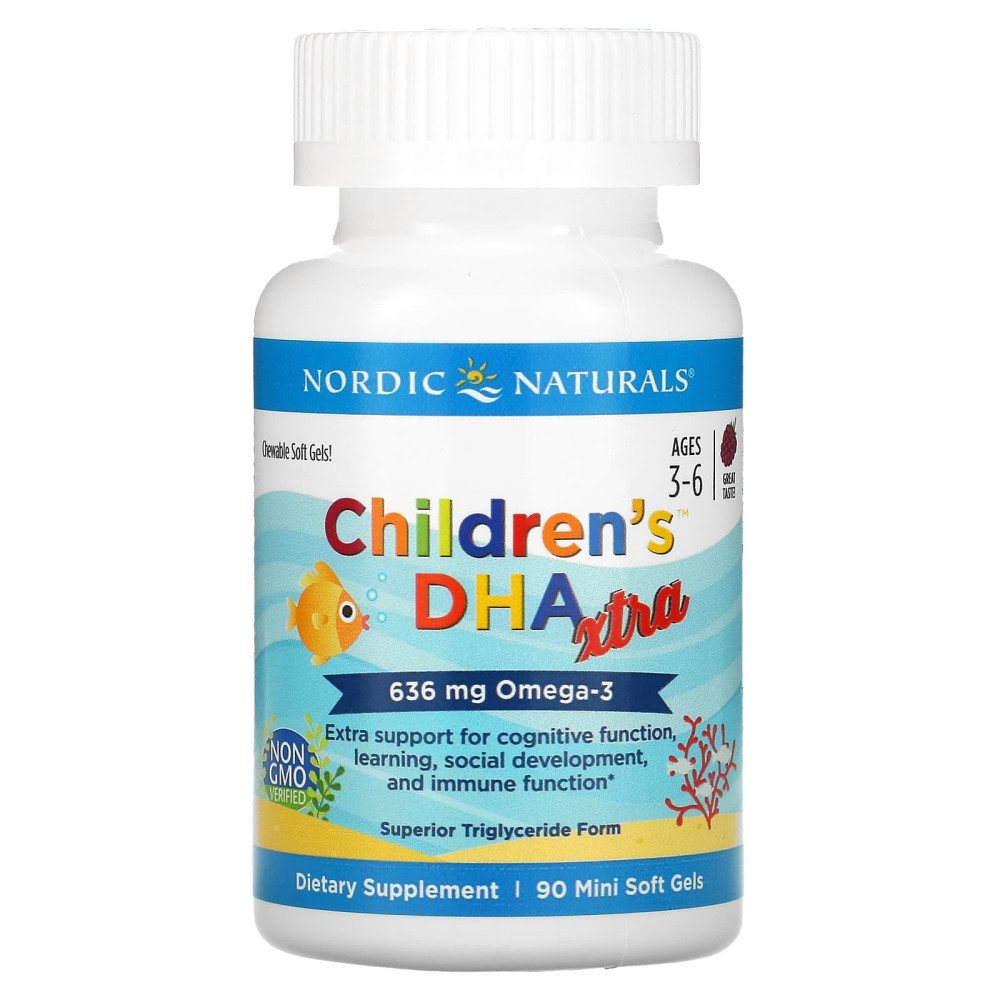 Омега-3, ДГК та ЕПК для дітей 3-6 років, DHA Xtra, Nordic Naturals, смак ягід, 636 мг, 90 гелевих міні капсул