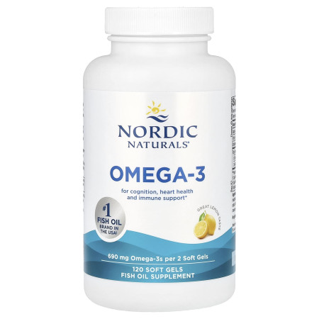 Рыбий жир очищенный, Omega-3, Nordic Naturals, лимон, 690 мг, 120 гелевых капсул (345 мг на капсулу)