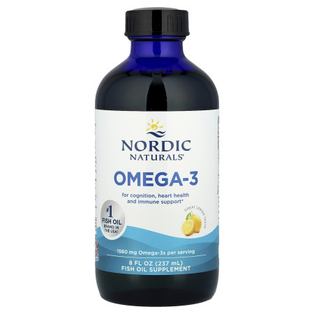 Рыбий жир, Омега-3, Omega-3, Nordic Naturals, лимон, 1560 мг, 237 мл
