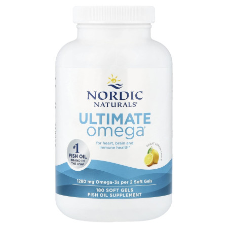 Рыбий жир, Ultimate Omega, Nordic Naturals, лимонный вкус, 1280 мг, 180 гелевых капсул (640 мг на капсулу)