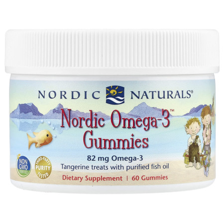 Риб'ячий жир для дітей, Omega-3 Gummies, Nordic Naturals, мандарин, 82 мг, 60 жувальних цукерок