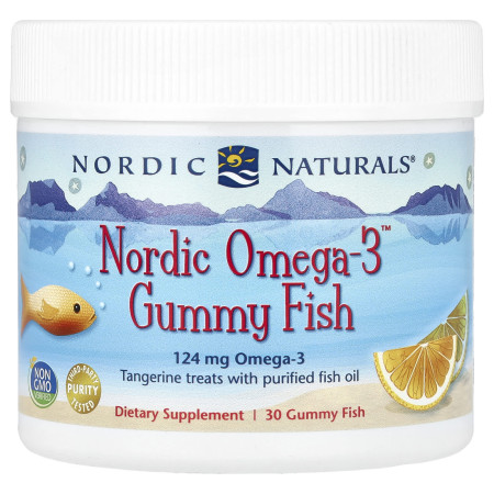 Риб'ячий жир для дітей, Omega-3 Gummy Fish, Nordic Naturals, мандарин, 124 мг, 30 мармеладних рибок