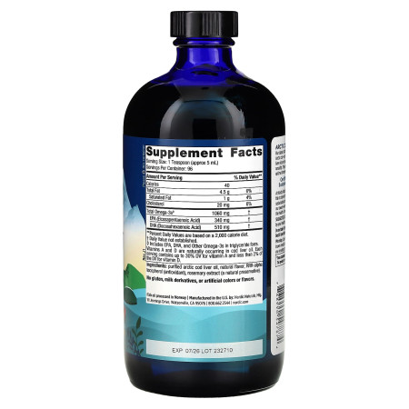 Риб'ячий жир з печінки тріски, Cod Liver Oil, Nordic Naturals, арктичний, апельсин, 1060 мг, 473 мл