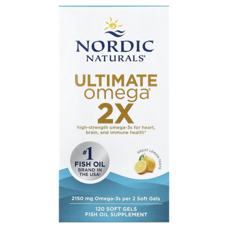 Рыбий жир, Ultimate Omega 2X, Nordic Naturals, лимон, 2150 мг, 120 гелевых капсул (1075 мг на капсулу)