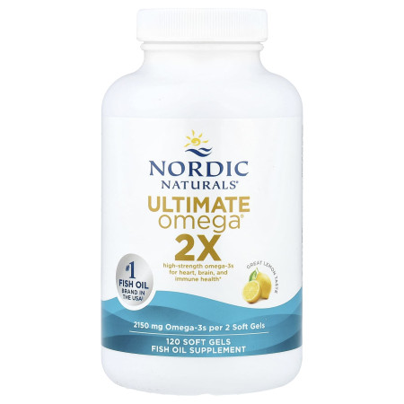 Риб'ячий жир, Ultimate Omega 2X, Nordic Naturals, лимон, 2150 мг, 120 гелевих капсул (1075 мг на капсулу)