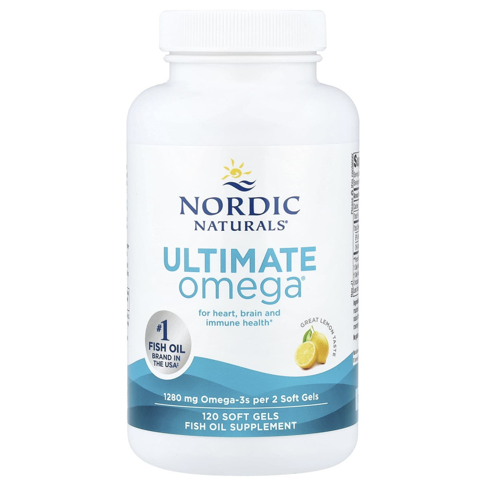 Риб'ячий жир, Ultimate Omega, Nordic Naturals, зі смаком лимона, 1280 мг, 120 гелевих капсул (640 мг на капсулу)