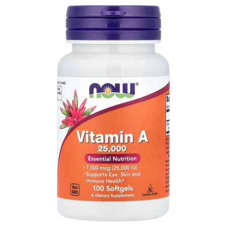 Вітамін А, Vitamin A, Now Foods, 7500 мкг (25 000 МО), 100 гелевих капсул