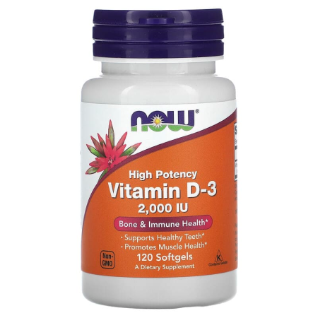 Вітамін D3, Vitamin D-3, Now Foods, високоефективний, 2000 МО, 120 гелевих капсул
