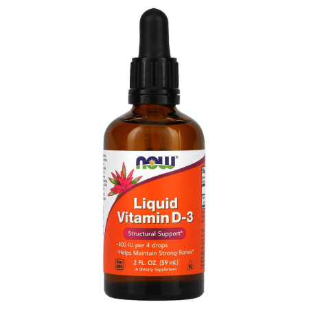 Вітамін D3, Liquid Vitamin D-3, NOW Foods, рідкий, 10 мкг (400 МО),  59 мл
