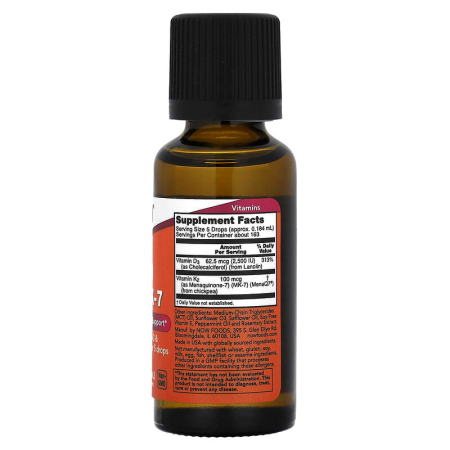 Витамин D3 и МК-7, Liquid D-3 & MK-7, NOW Foods, жидкость, 30 мл