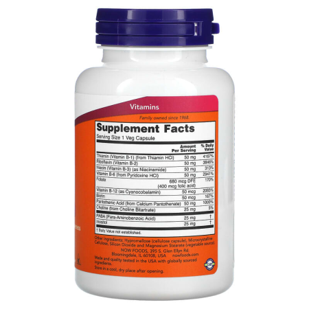 Витамины группы В-50, B-50, NOW Foods, комплекс, 100 вегетарианских капсул