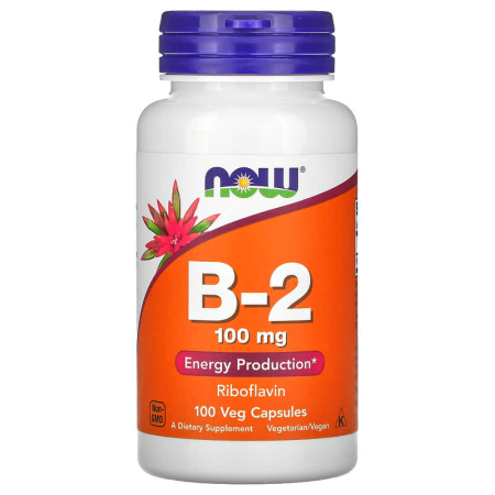 Рибофлавін, Vitamin B-2, Now Foods, 100 мг, 100 рослинних капсул