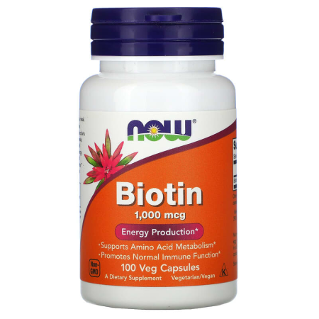 Біотин, Biotin, NOW Foods, 1000 мкг, 100 вегетаріанських капсул