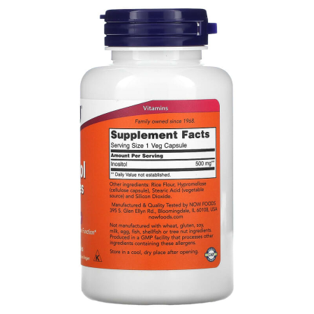Инозитол, Inositol, Now Foods, 500 мг, 100 вегетарианских капсул
