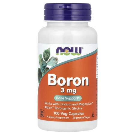 Бор, Boron, Now Foods, 3 мг, 100 капсул