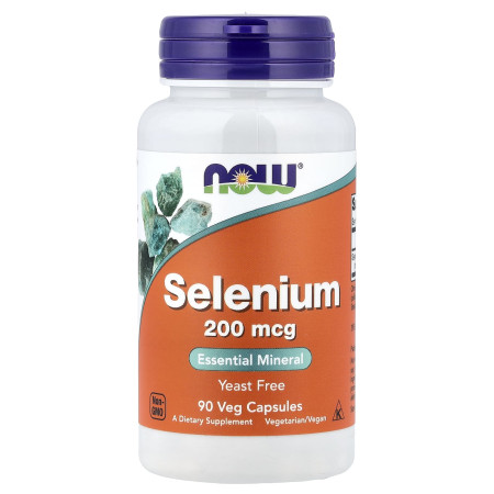 Селен, Selenium, Now Foods, без дріжджів, 200 мкг, 90 капсул