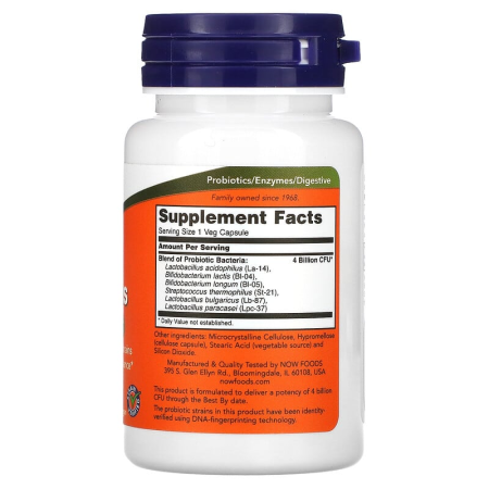 Пробиотики, 4x6 Acidophilus, Now Foods, 4 млрд, 60 растительных капсул