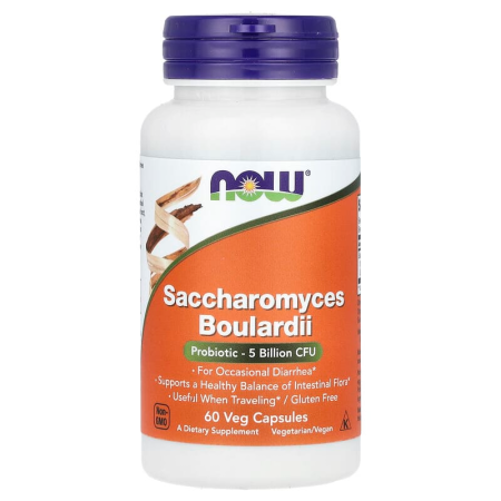 Сахаромицеты Буларди, пробиотик, Saccharomyces Boulardii, Now Foods, 5 млрд. КОЕ, 60 вегетарианских капсул