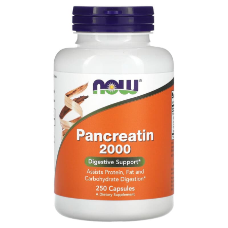 Панкреатин 10X (свинячий), Pancreatin 2000, Now Foods, 200 мг, 250 капсул