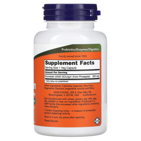 Бромелайн, Bromelain, NOW Foods, 500 мг, 120 вегетаріанських капсул