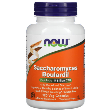 Сахароміцети Буларді, Saccharomyces Boulardii, Now Foods, 5 млрд. КУО, 120 вегетаріанських капсул