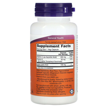 Альфа-ліпоєва кислота, Alpha Lipoic Acid, Now Foods, 100 мг, 60 капсул