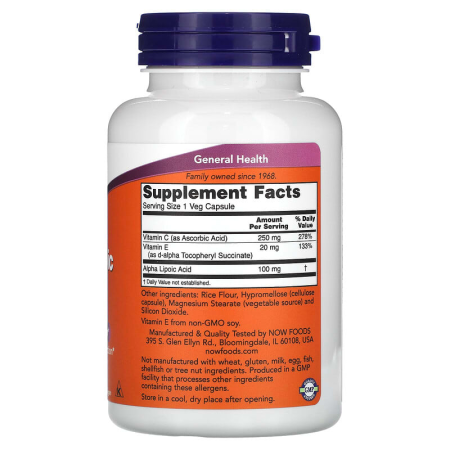 Альфа-ліпоєва кислота, Alpha Lipoic Acid, Now Foods, 100 мг, 120 вегетаріанських капсул