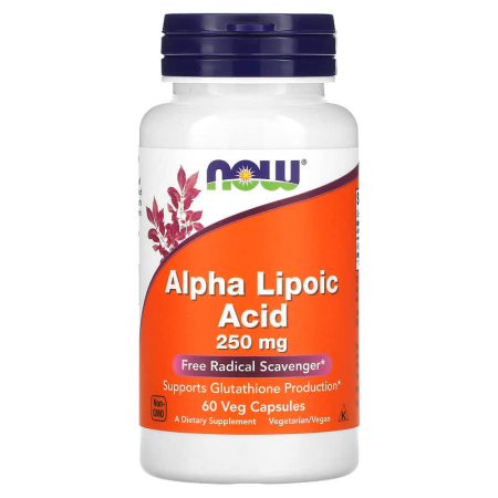 Альфа-ліпоєва кислота, Alpha Lipoic Acid, Now Foods, 250 мг, 60 капсул