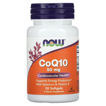 Коензим Q10, CoQ10, Now Foods, 50 мг, 50 гелевих капсул
